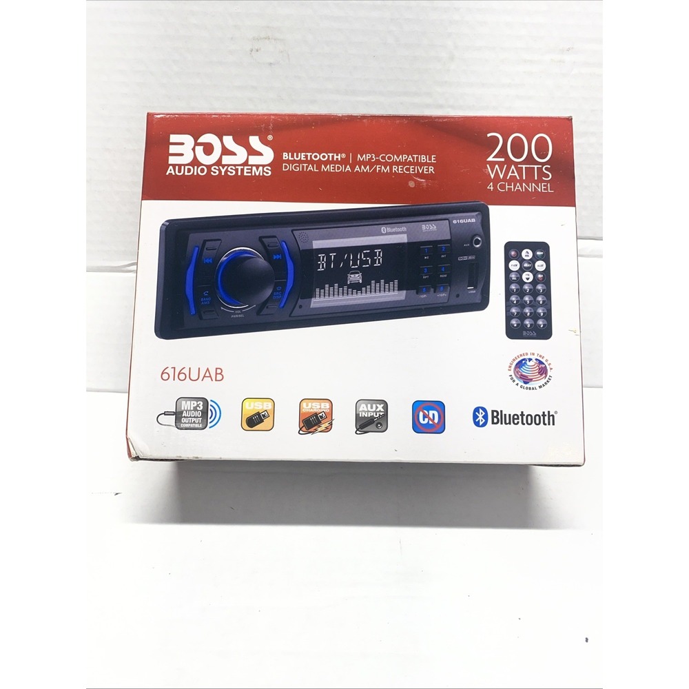 NEW BOSS Audio Systems 616UAB Car Stereo Bluetooth Single DIN, MP3, USB, Aux